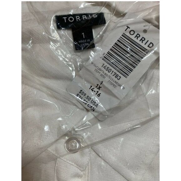 Torrid XL White Sheer Button Embroidered Lightning Bolt Accent Long Sleeve Shirt - Picture 6 of 6